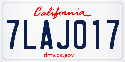 CA license plate 7LAJ017