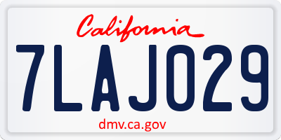 CA license plate 7LAJ029