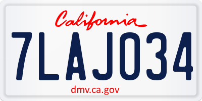 CA license plate 7LAJ034