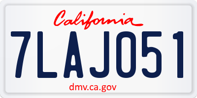 CA license plate 7LAJ051