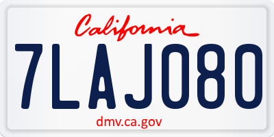 CA license plate 7LAJ080
