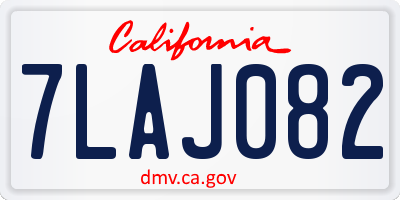 CA license plate 7LAJ082