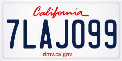 CA license plate 7LAJ099