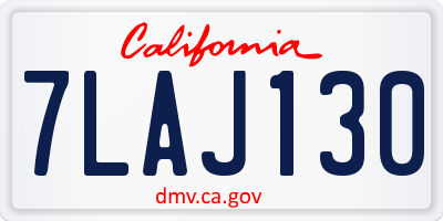 CA license plate 7LAJ130