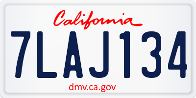 CA license plate 7LAJ134