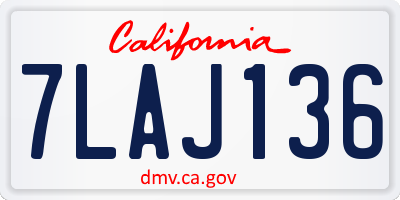 CA license plate 7LAJ136