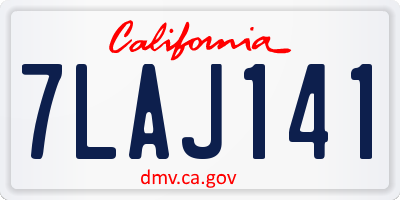 CA license plate 7LAJ141