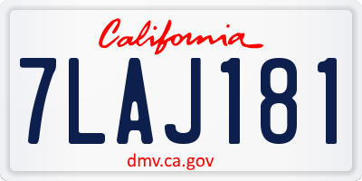 CA license plate 7LAJ181
