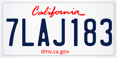 CA license plate 7LAJ183