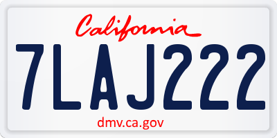 CA license plate 7LAJ222