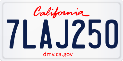 CA license plate 7LAJ250