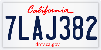 CA license plate 7LAJ382