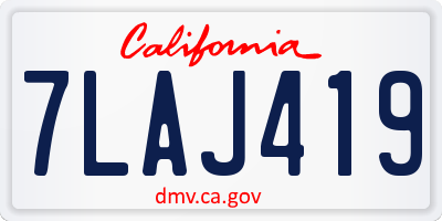 CA license plate 7LAJ419