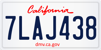 CA license plate 7LAJ438