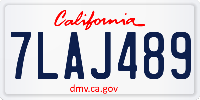 CA license plate 7LAJ489
