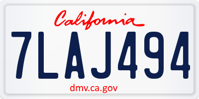 CA license plate 7LAJ494
