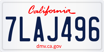 CA license plate 7LAJ496