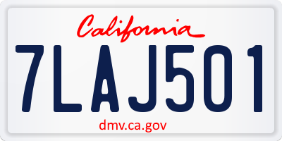 CA license plate 7LAJ501