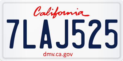 CA license plate 7LAJ525