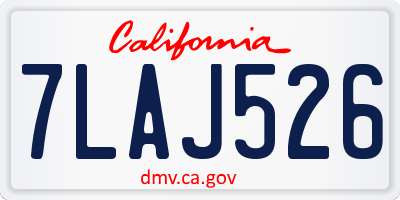 CA license plate 7LAJ526