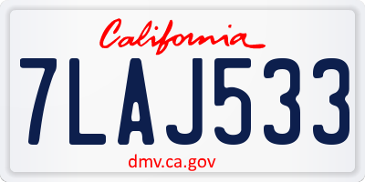 CA license plate 7LAJ533