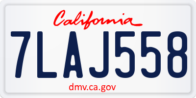 CA license plate 7LAJ558