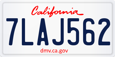 CA license plate 7LAJ562