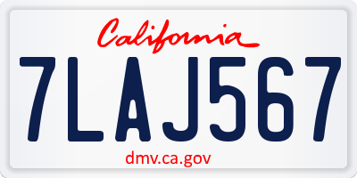 CA license plate 7LAJ567