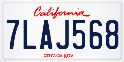 CA license plate 7LAJ568