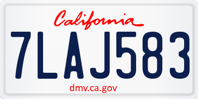 CA license plate 7LAJ583