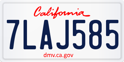 CA license plate 7LAJ585