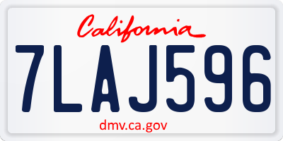 CA license plate 7LAJ596