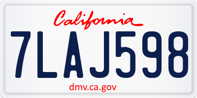 CA license plate 7LAJ598