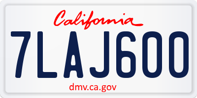 CA license plate 7LAJ600