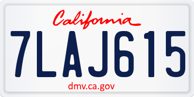 CA license plate 7LAJ615