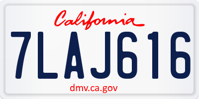 CA license plate 7LAJ616