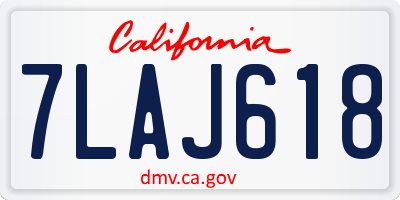 CA license plate 7LAJ618