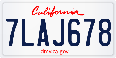 CA license plate 7LAJ678