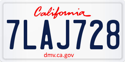 CA license plate 7LAJ728