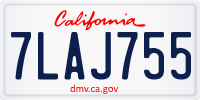 CA license plate 7LAJ755