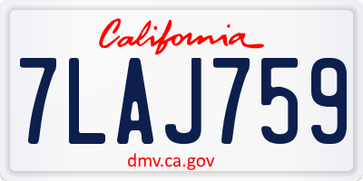 CA license plate 7LAJ759