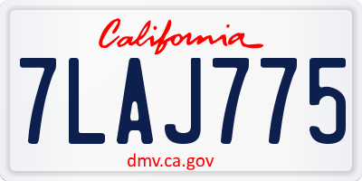 CA license plate 7LAJ775