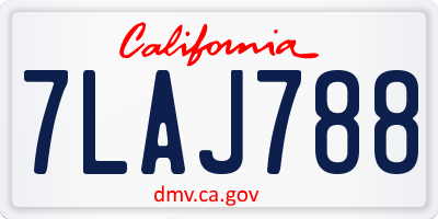 CA license plate 7LAJ788
