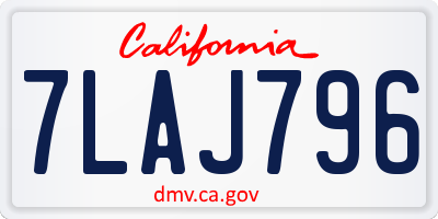 CA license plate 7LAJ796