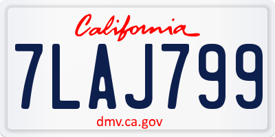 CA license plate 7LAJ799