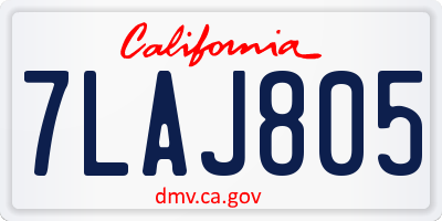 CA license plate 7LAJ805