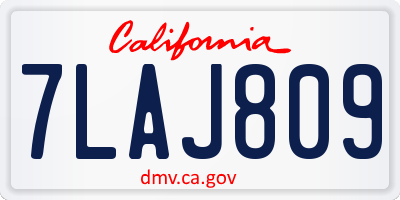 CA license plate 7LAJ809