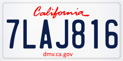CA license plate 7LAJ816
