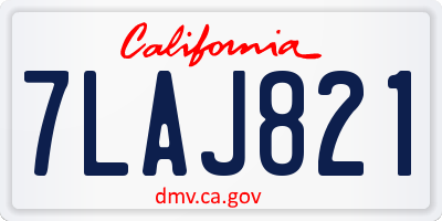 CA license plate 7LAJ821