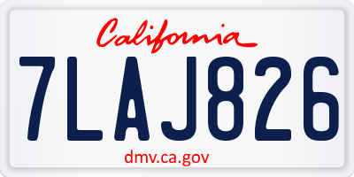 CA license plate 7LAJ826